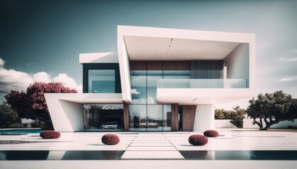 Fototapeta na wymiar Modern unique architecture House, generative AI