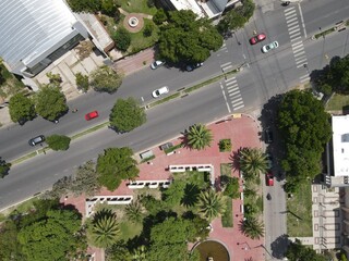 view of the city by drone