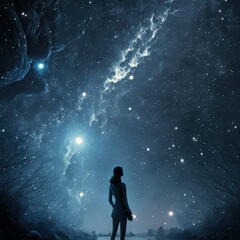 Gaze into the mesmerizing expanse of a dreamlike, star-studded night sky in this stunning digital artwork - a celestial wonderland with planets, the Milky Way, and pure awe-inspiring magic