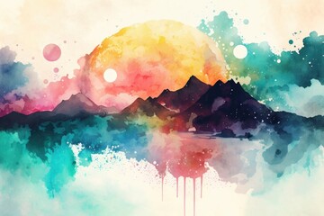 Background wallpaper watercolor painting with a wide variety of colors 