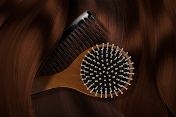 Combs, hair curl, comb background. Tools of a hairdresser, barber