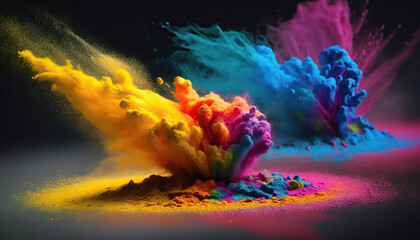 Obraz na płótnie Canvas AI generated background with Holi powder