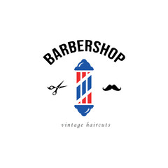 Hairdressing saloon icon with barber pole