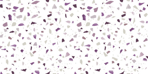 Terrazzo flooring seamless pattern with colorful marble rocks. Realistic interior material background of mosaic stone. Trendy fashion print wallpaper for textile project or web backdrop.