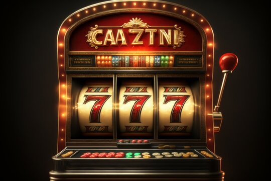 Slot machine 777 jackpot casino. Good luck concept. AI generated, human enhanced