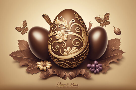 Easter chocolate eggs illustration created using generative AI.