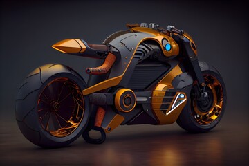Electric motorcycle with modern look. Generative AI.

