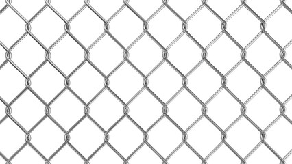 Chain link fence isolated on transparent background. Metallic wire fence. 3D rendered image.