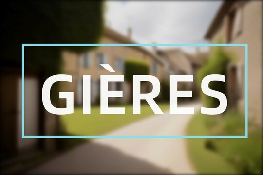 Gières: Der Ortsname der niederländischen Stadt Gières im Department Auvergne-Rhône-Alpes vor einem Foto