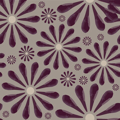 Daisies black on brown seamless pattern for web, for print, for fabric print blue