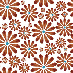 Daisies orange on white seamless pattern for web, for print, for fabric print