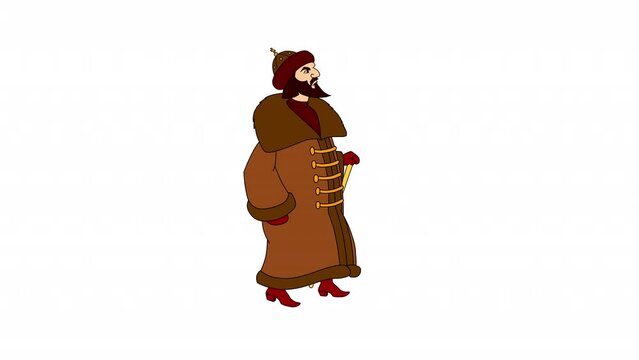 Animation of the king. The king goes with a staff