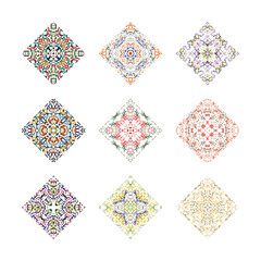 Ethnic boho ornament set. Tribal pattern. Folk motif. Can be used for wallpaper, textile, wrapping, web page background.