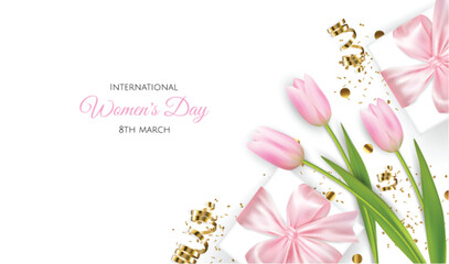 International Women's Day background. Greeting card. Vector illustration.