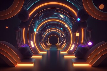 abstract background with neon lights, generative AI.