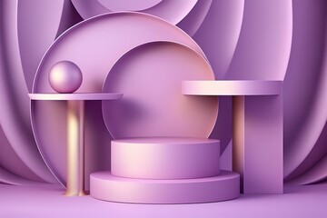 purple soft fabric with pink stage, generative AI.
