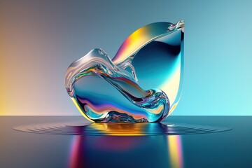 Glass ribbon on water, generative AI..