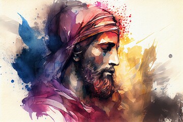Religious Artistry, watercolor style. Generative AI
