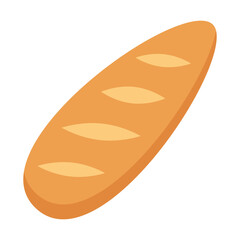 Pastry bread loaf from wheat, whole grain and rye, bakery food, bun, donut. Small loaf. Vector flat illustration isolated on background