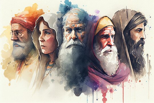 Religious Influences, watercolor style. Generative AI