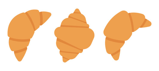 French croissant icon set. Flat illustration of croissant bakery vector icon isolated on white background