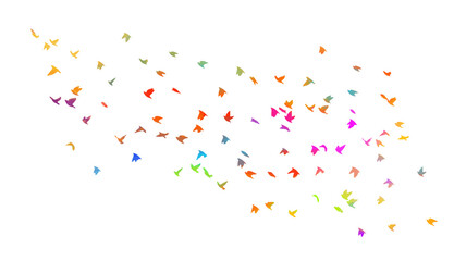 Abstract colored flying birds. Mixed media. Vector illustration