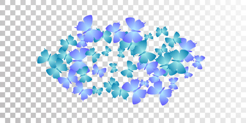 Tropical blue butterflies cartoon vector illustration. Summer cute insects. Fancy butterflies cartoon children wallpaper. Delicate wings moths graphic design. Garden beings.