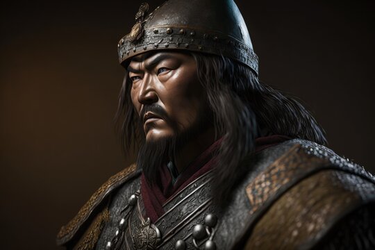 Genghis Khan, the Fierce and Mighty Conqueror, Leader of the Mongol Empire. Generative AI