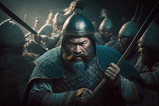 Genghis Khan, the Fierce and Mighty Conqueror, Leader of the Mongol Empire. Generative AI