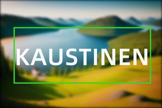 Kaustinen: Der Name der finischen Stadt Kaustinen in der Region Keski-Pohjanmaa vor einem Foto