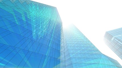 Plakat blue glass skyscrapers