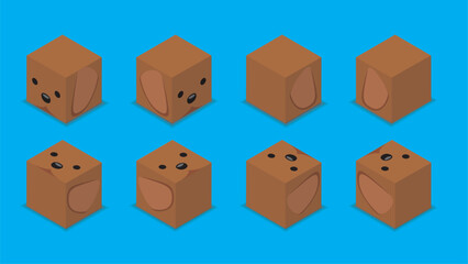 Animal Dice 3D Character Animal Dachshund Dog Cartoon Vector