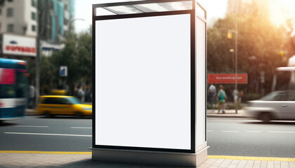 Obraz na płótnie Canvas Digital Media Blank billboard , signboard for product advertisement, light box, generative AI