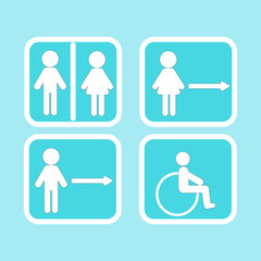 Flat vector toilet icon set design,art illustration