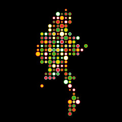 Myanmar Silhouette Pixelated pattern map illustration
