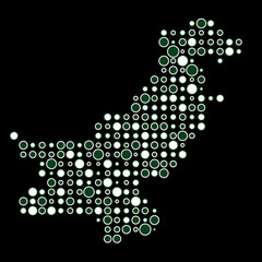 Pakistan Silhouette Pixelated pattern map illustration