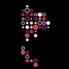 Thailand Silhouette Pixelated pattern map illustration