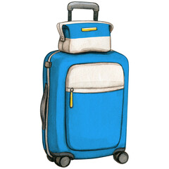 Watercolor hand drawn trolley suitcase
