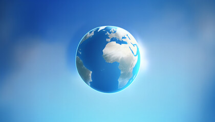 Earth globe on clean blue banner background. Education, school, study and knowledge background concept