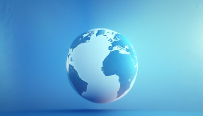 Earth globe on clean blue banner background. Education, school, study and knowledge background concept