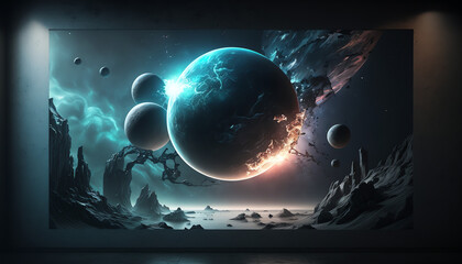Fototapeta premium Space wallpaper banner background