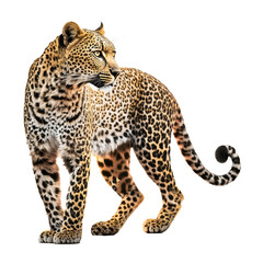 Leopard isolated on white, transparent background, PNG, generative ai - obrazy, fototapety, plakaty