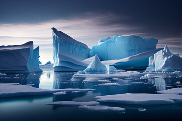 Fototapeta na wymiar Icebergs and ice in antactica. generative AI