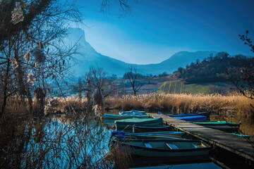 Barques sur le lac Saint André, Isère