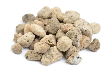 Porous grey volcanic rock. Lava stone, pumice stone, or volcanic pumice with distinctive pores