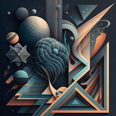 A geometric abstract illustration inspired by space - Artwork 10
