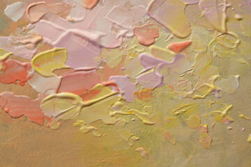 Art oil and acrylic smear blot canvas painting wall. Abstract texture pastel color stain brushstroke texture background.