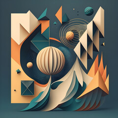 A geometric abstract illustration inspired by space - Artwork 7