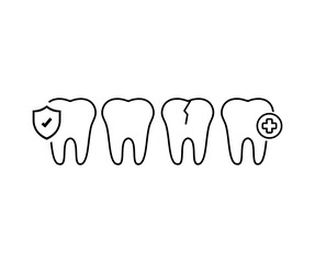Tooth icon set. Tooth editable stroke icons. Disease, care, dental treatment. Element, emblem, symbol. Dental clinic symbol. Teeth sign vector design and illustration.
 
