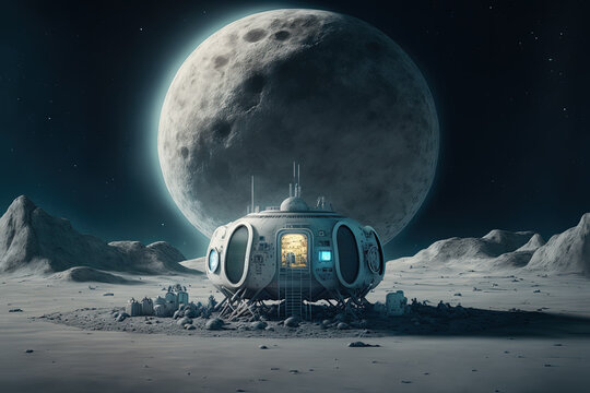 A human space base on an unknown planet created with Generative AI technology.